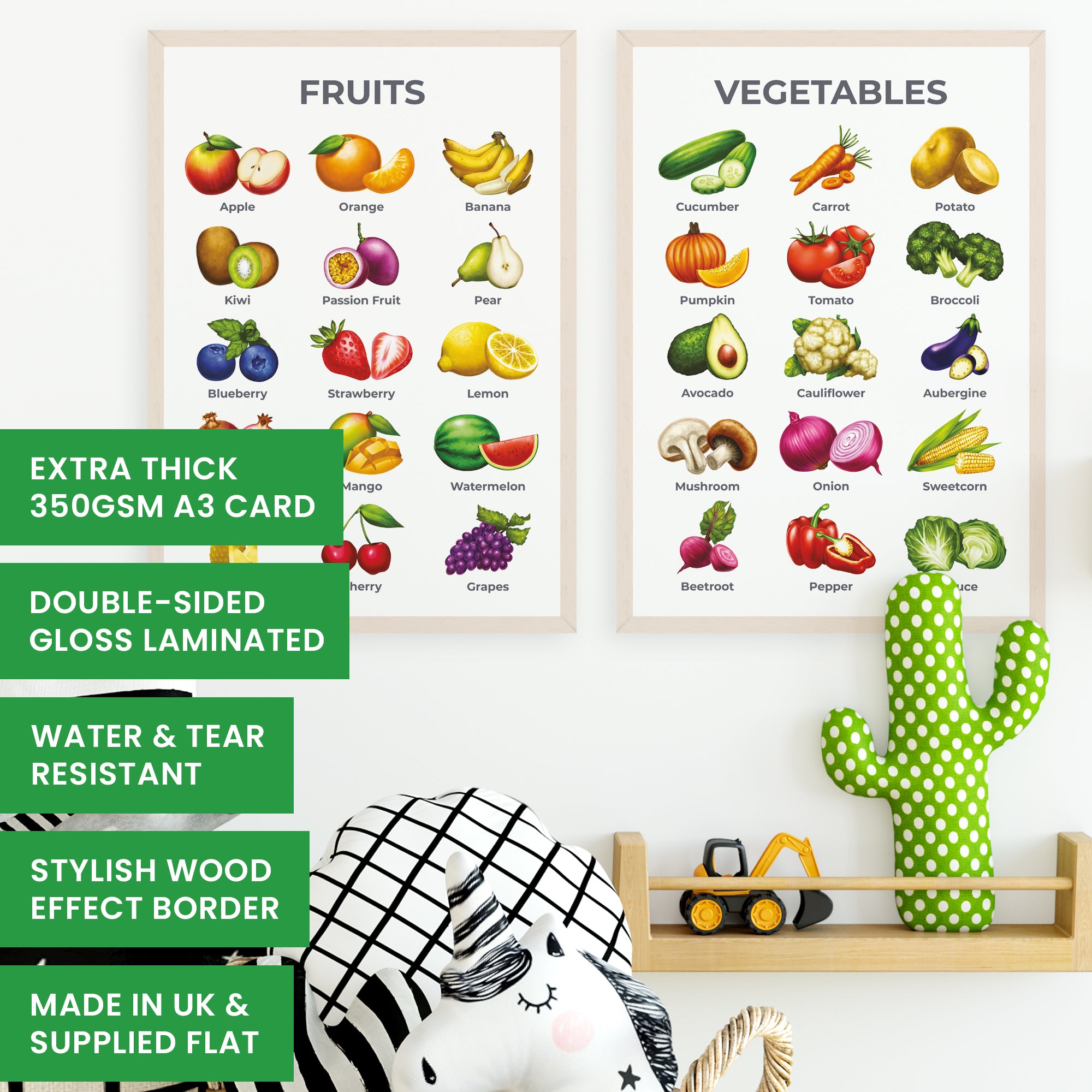 Fruits & Vegetables Poster (A3, 2 Pack)