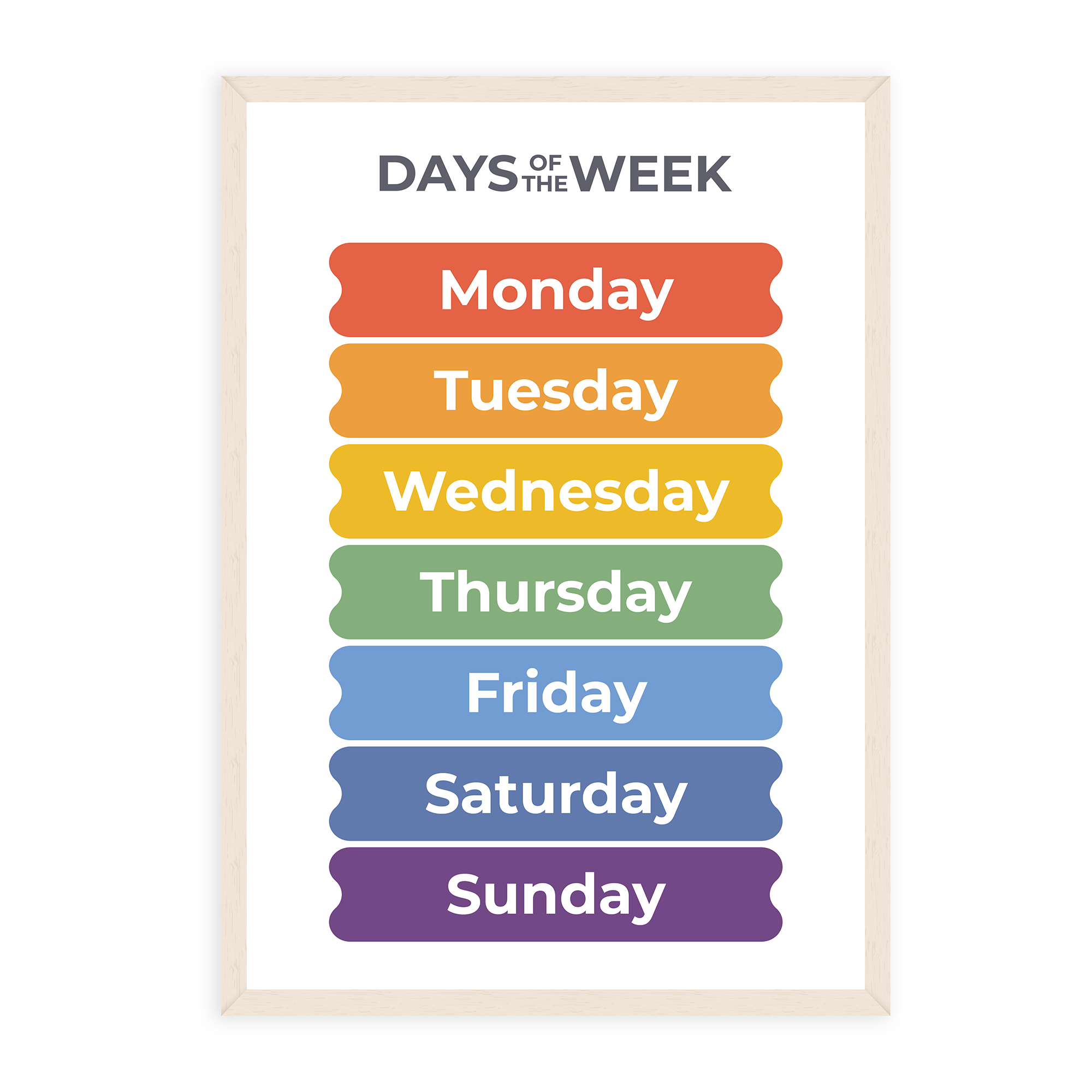 Days of the Week Poster - Educational Wall Chart (A3)