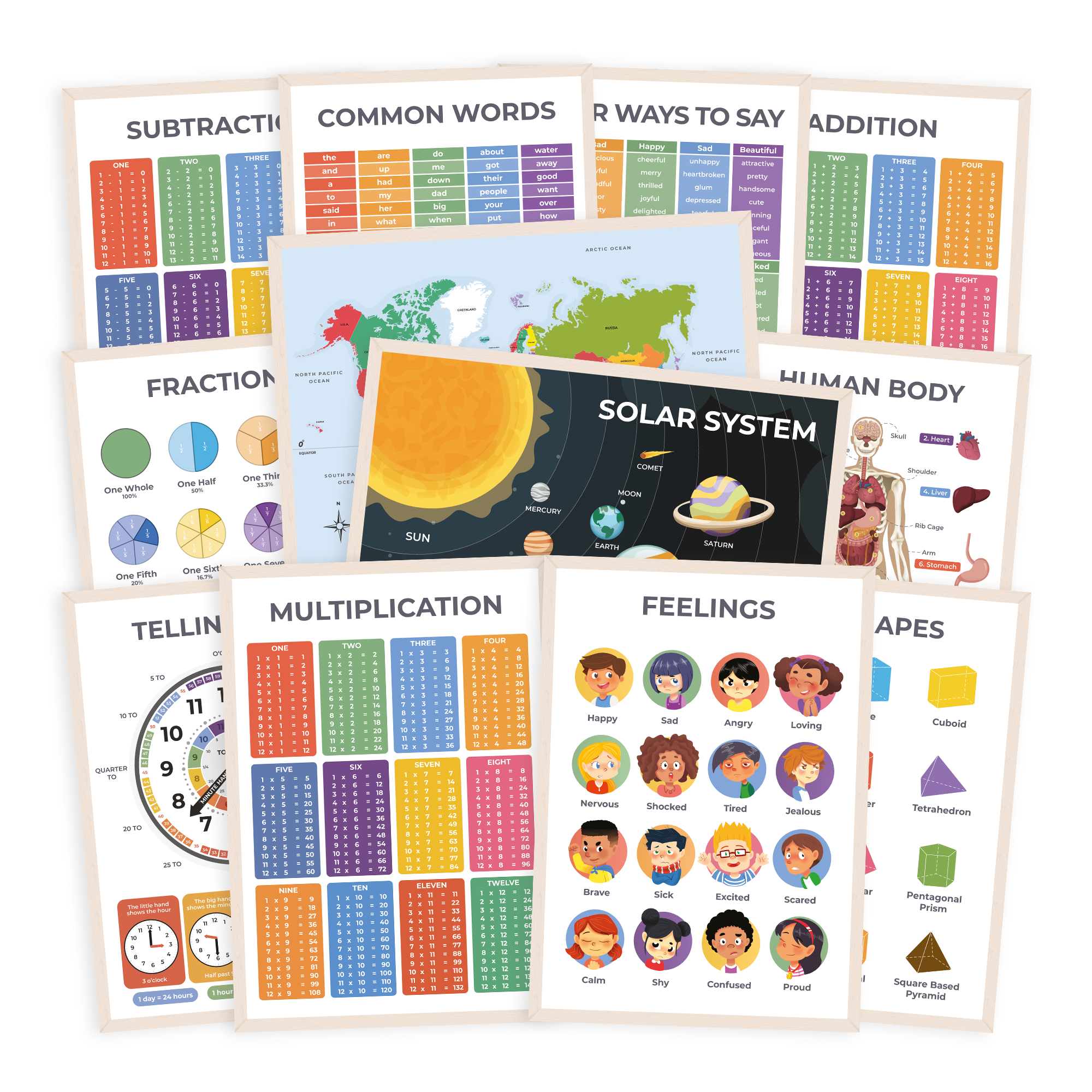 Educational Posters for Children Collection (A3, 12 Pack)