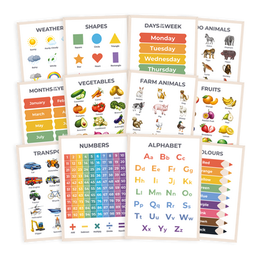 Educational Posters for Toddlers Collection (A3, 12 Pack)