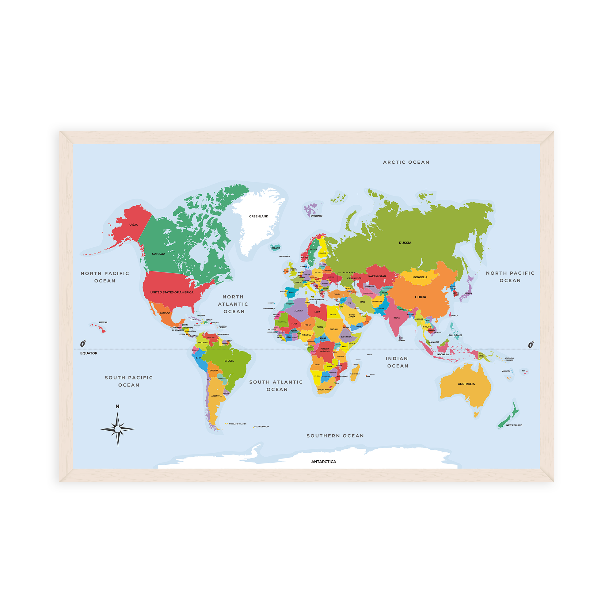 World Map Poster - Educational Wall Chart (A3)