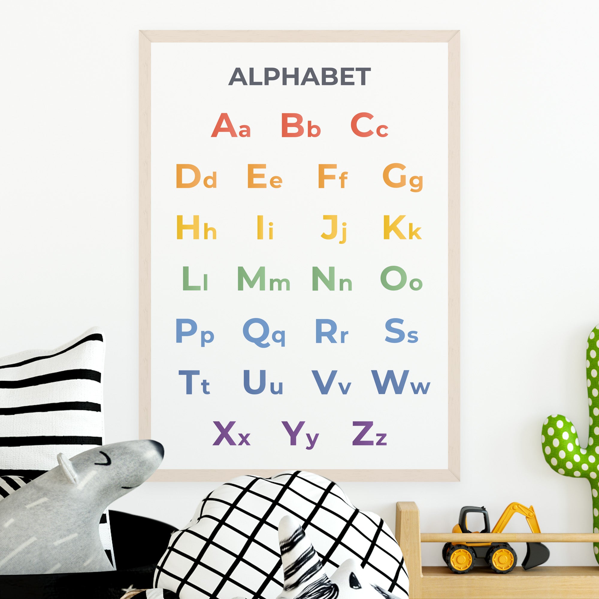 Alphabet Poster, Numbers, Colours & 2D Shapes Poster (A3, 4 Pack)