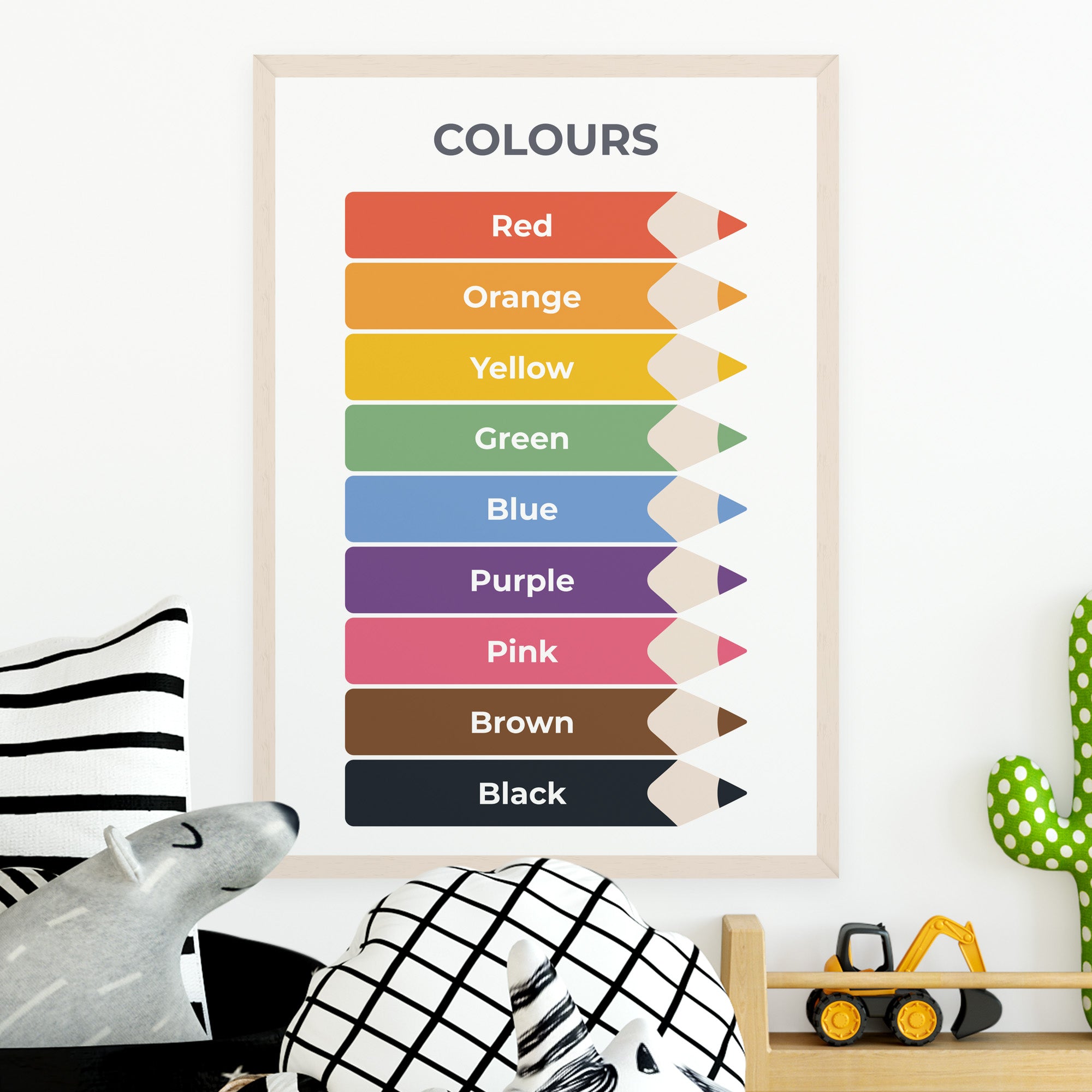Alphabet Poster, Numbers, Colours & 2D Shapes Poster (A3, 4 Pack)