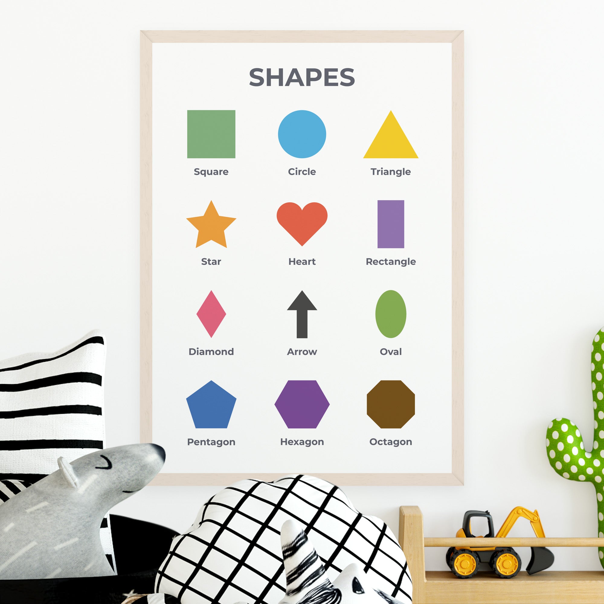 Alphabet Poster, Numbers, Colours & 2D Shapes Poster (A3, 4 Pack)