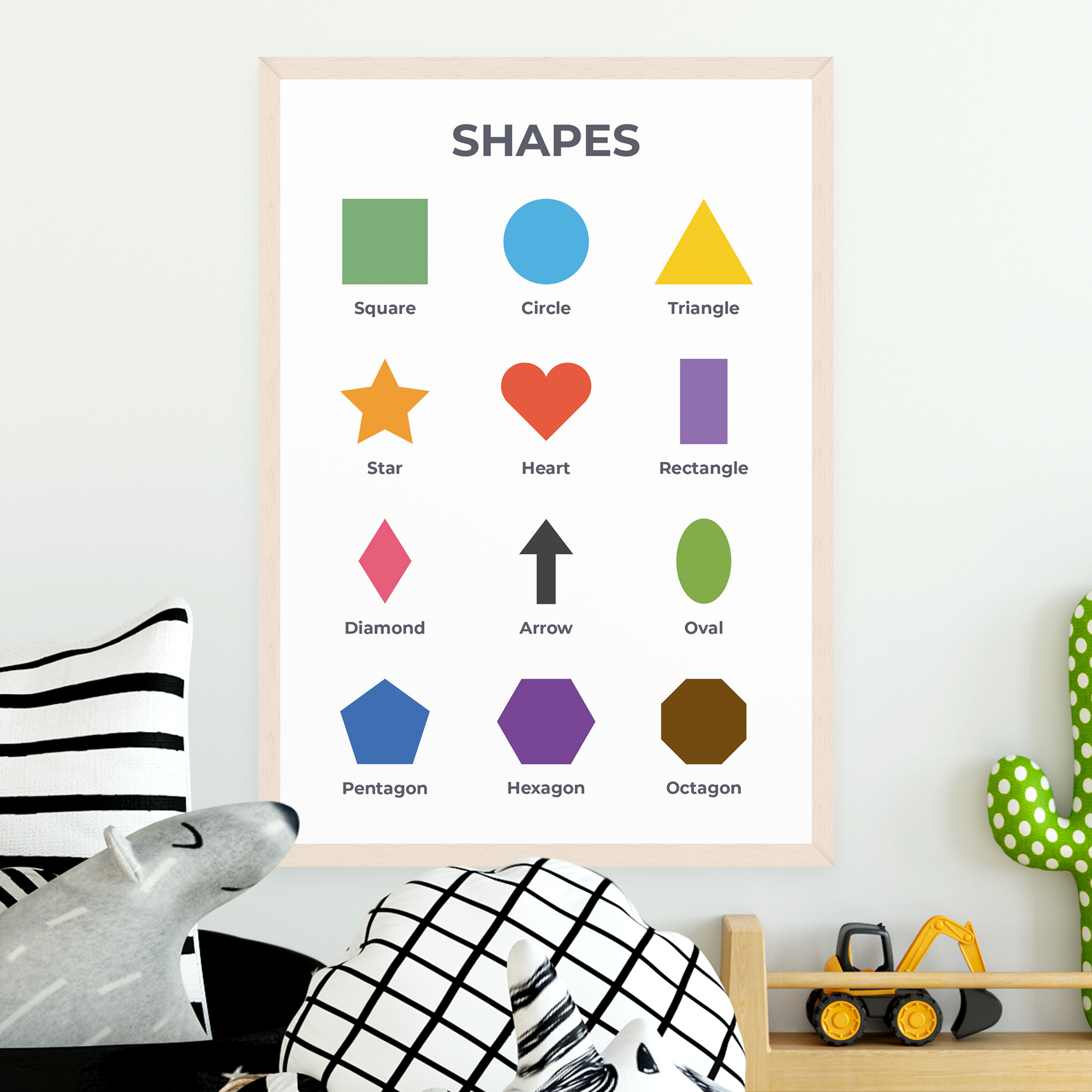 Alphabet Poster, Numbers 1-100, Shapes & Counting 1-10 Poster (A3, 4 Pack)