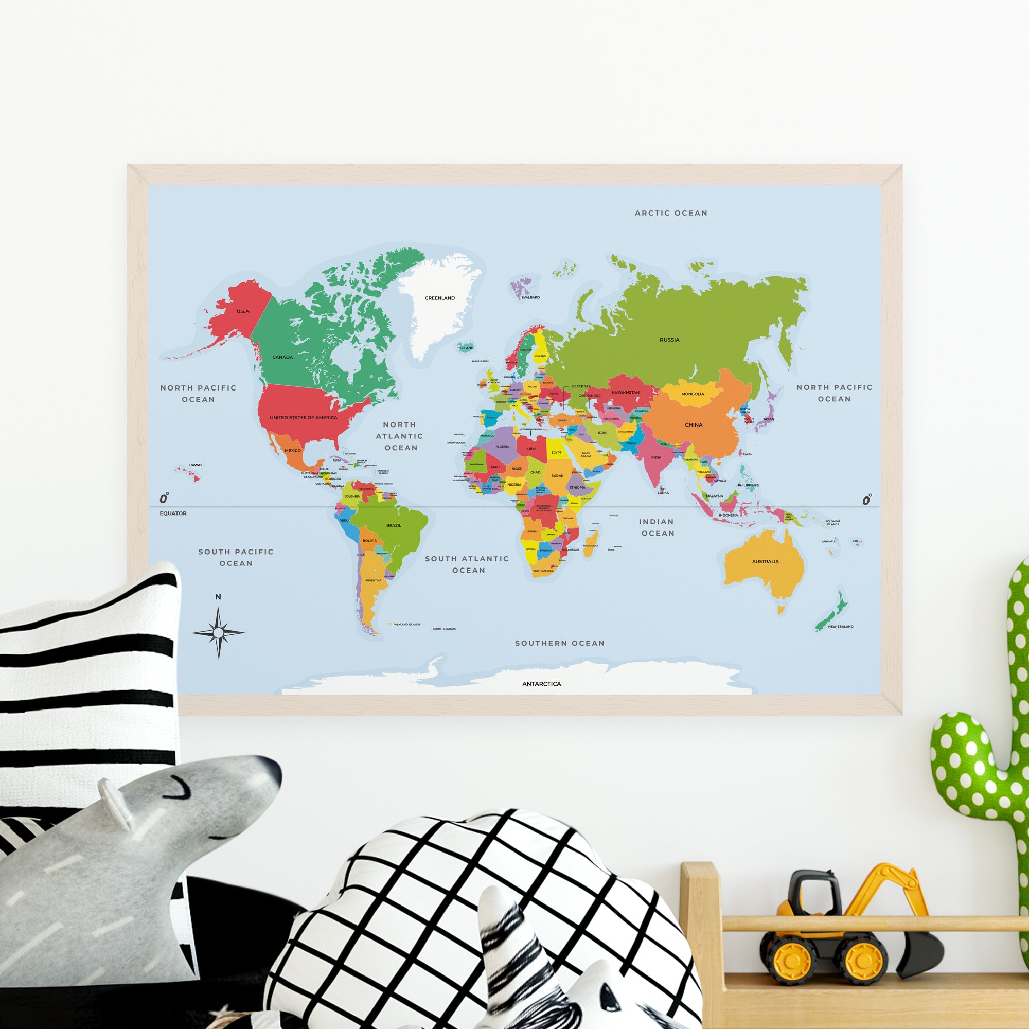 World Map, Solar System, Telling Time & Human Body Poster (A3, 4 Pack)